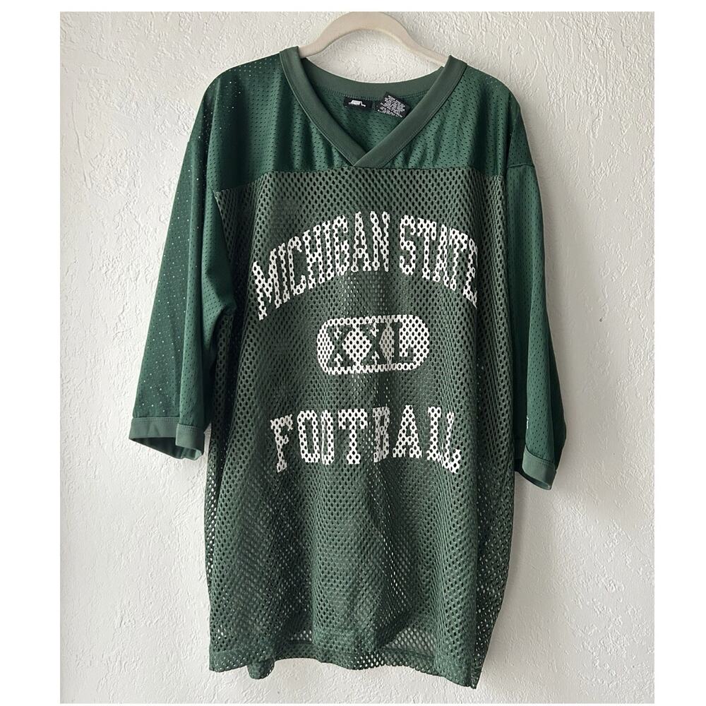 Vtg Starter Michigan State Uni Spartan Mesh Football Jersey Mens Large Oversized